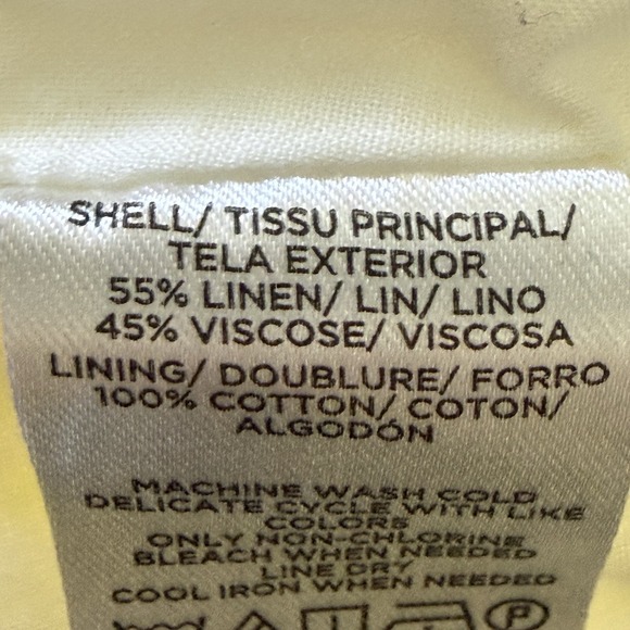 Loft Pants Womens Sz M Yellow Pin Stripes Wide Leg Linen Blend Trousers Pull on - Picture 8 of 10